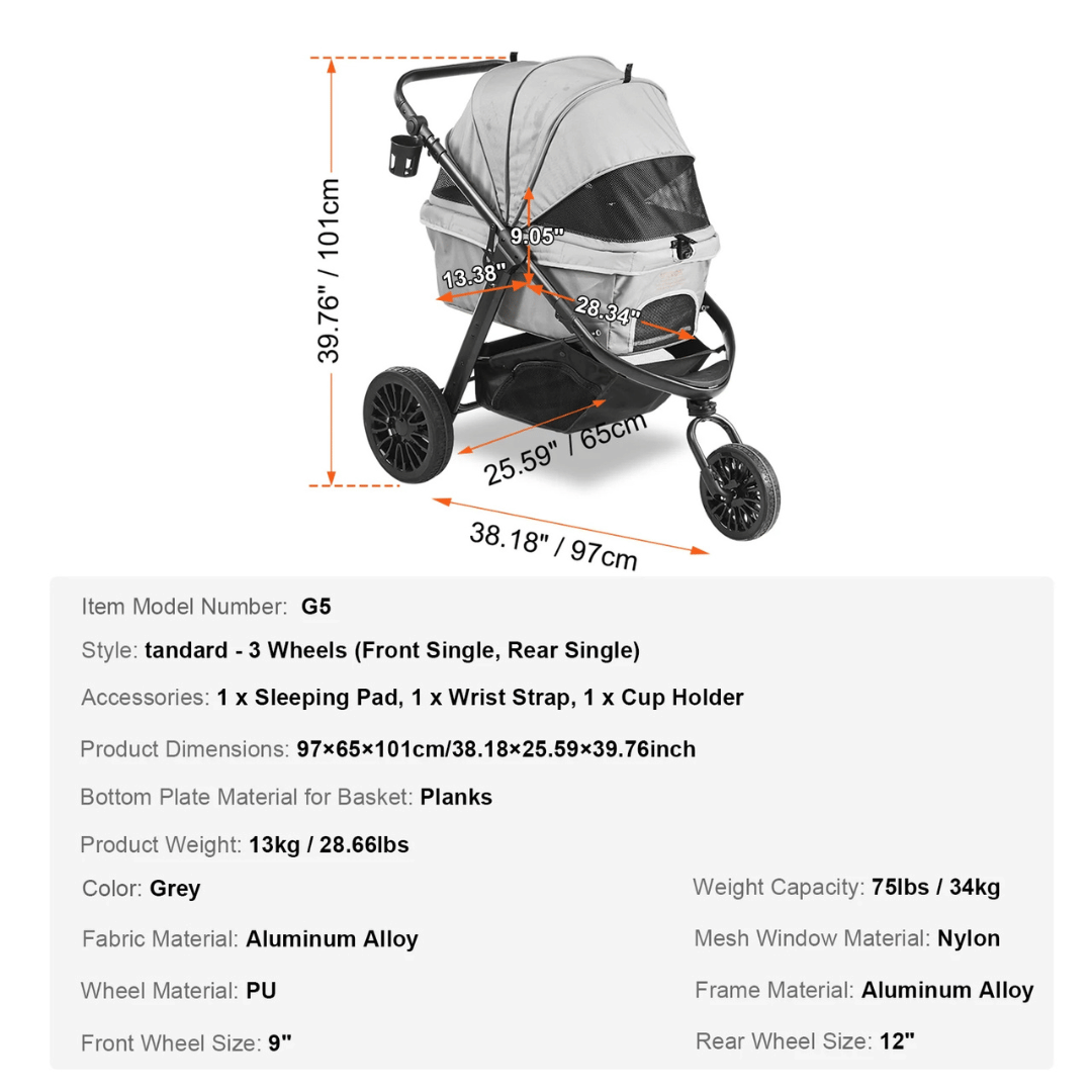 Sturdy & Compact Dog Stroller for Smaller Dogs with Easy Folding 8