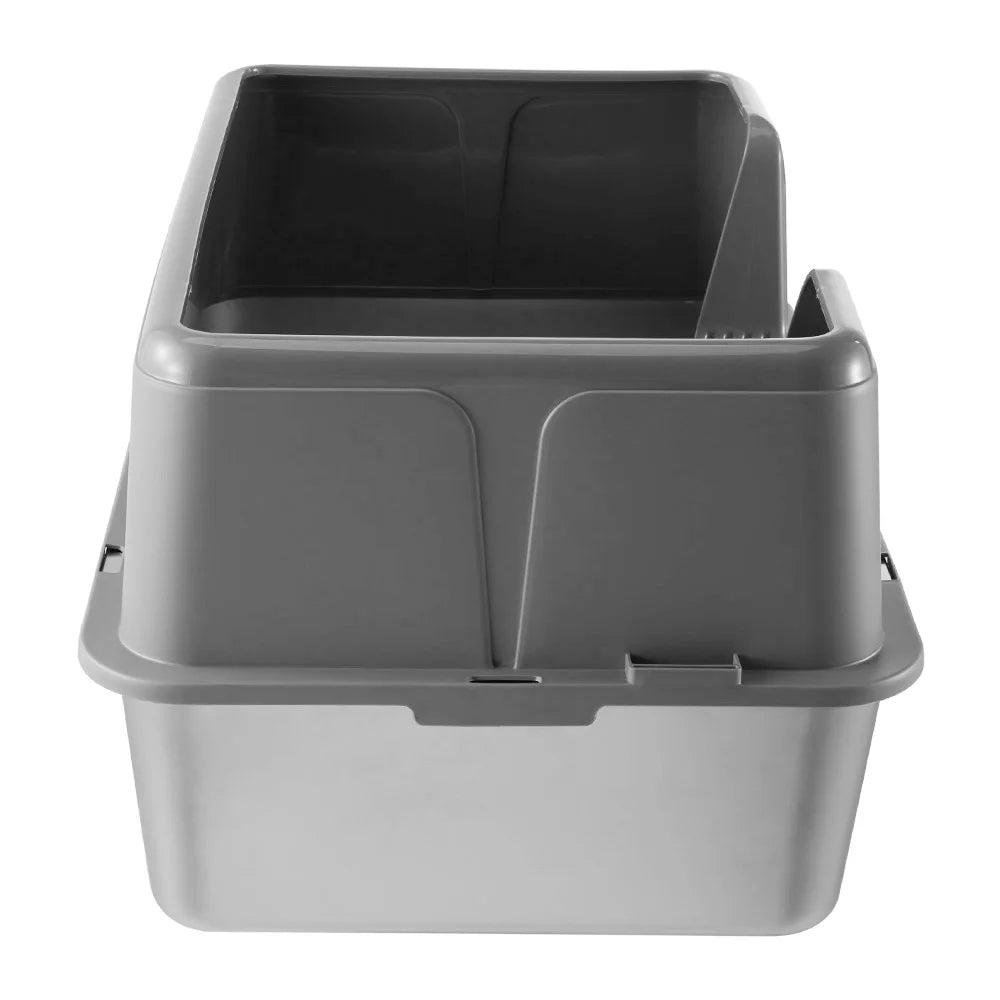 High-Sided Semi-Enclosed Cat Litter Box with Stainless Steel Litter Tray | Scoop Included 6
