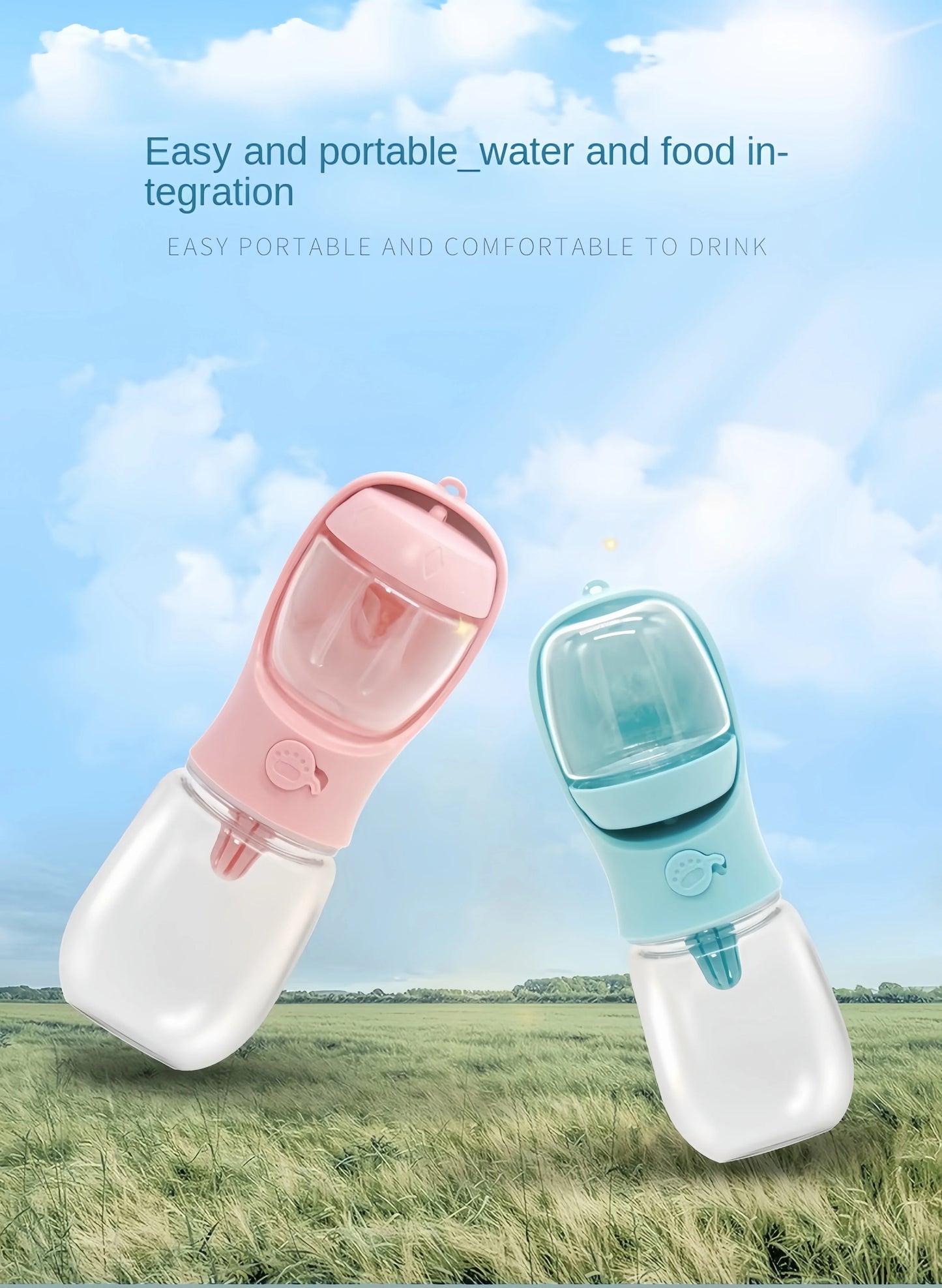 2-In-1 Portable Dog Water Bottle & Food Storage Container
