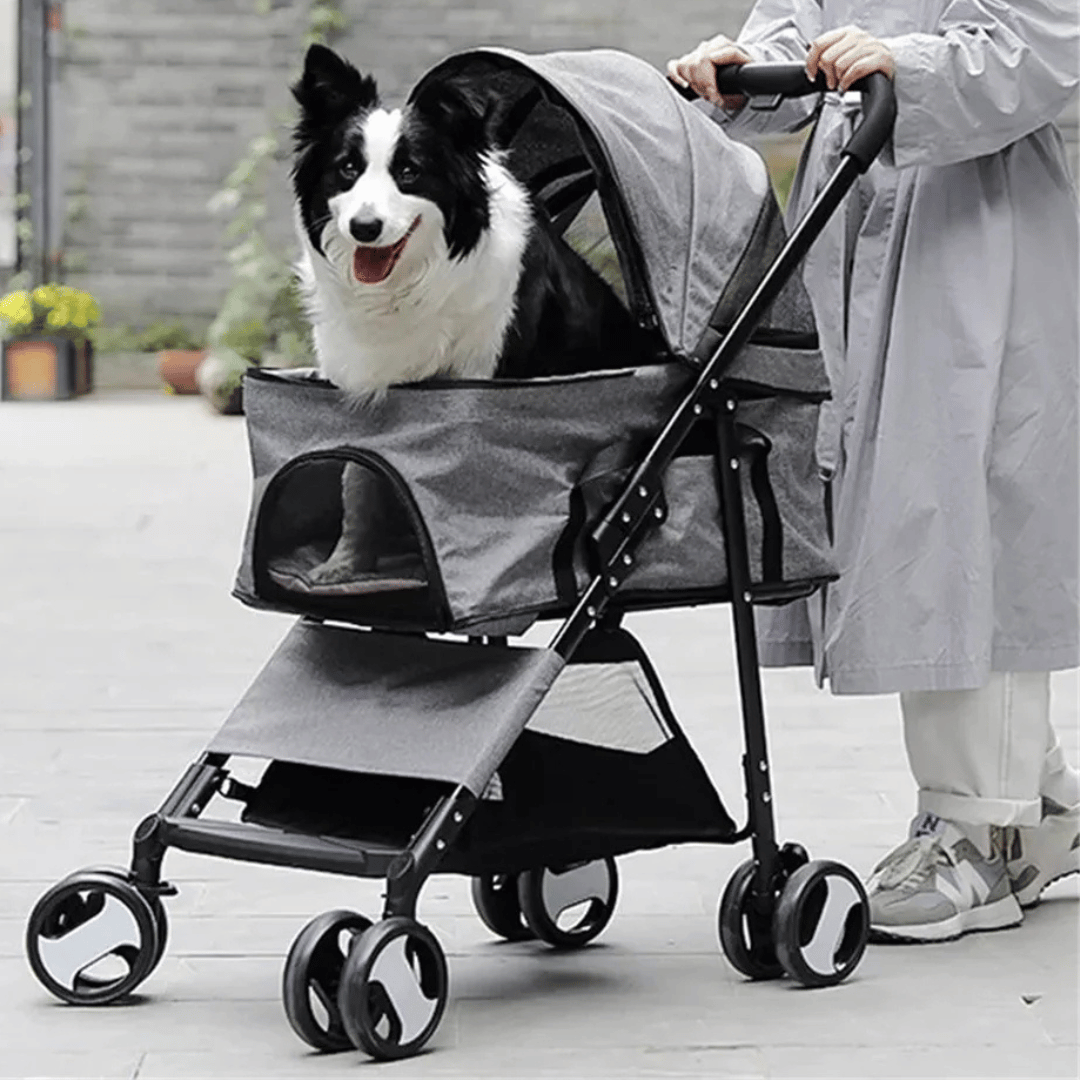 Quick-Fold Dog Stroller for Small Dogs with Removable Carry Basket Car Seat 3