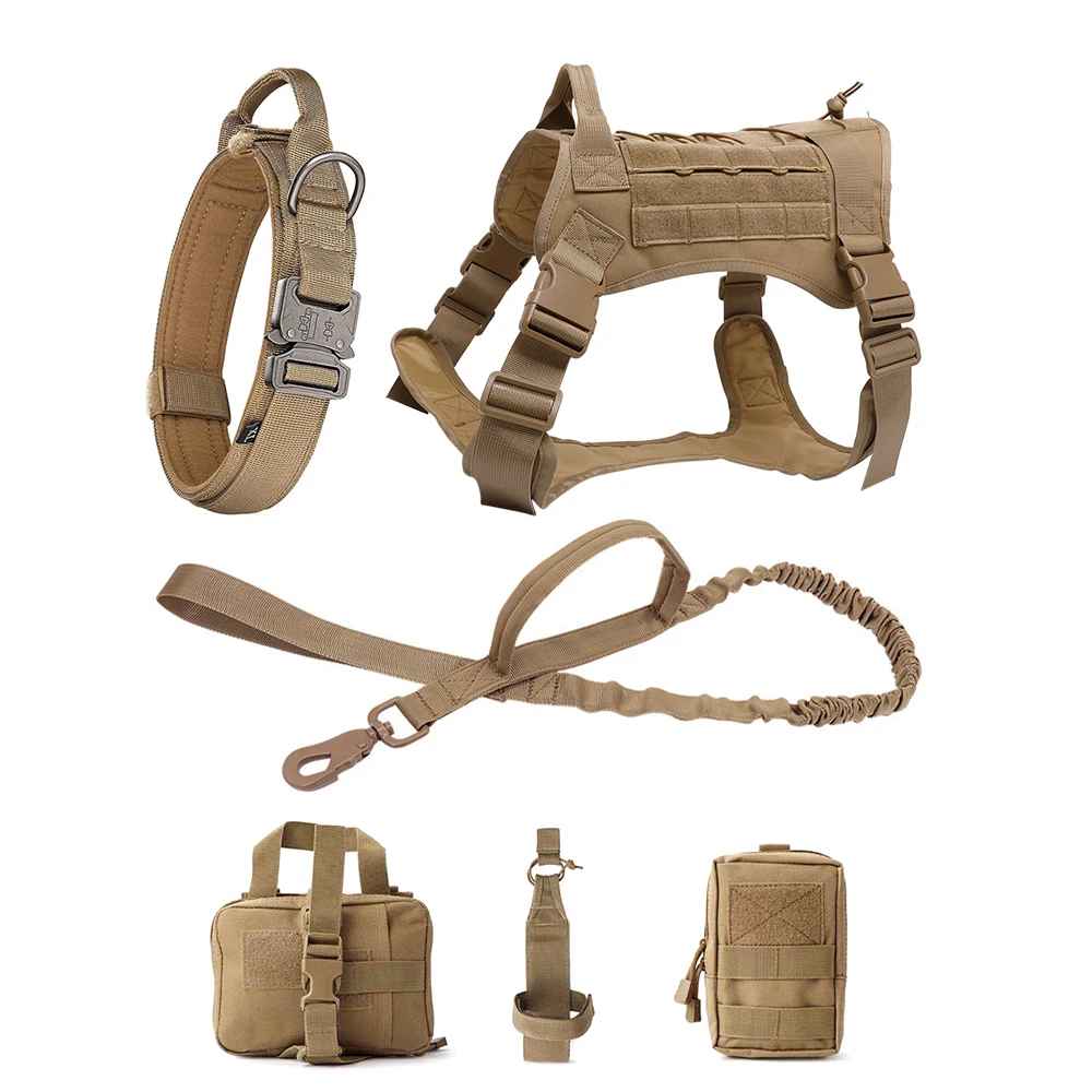 Large Dog Military-Style Dog Harness with Collar, Leash & Pouch Set | Tactical Dog Training Vest 8