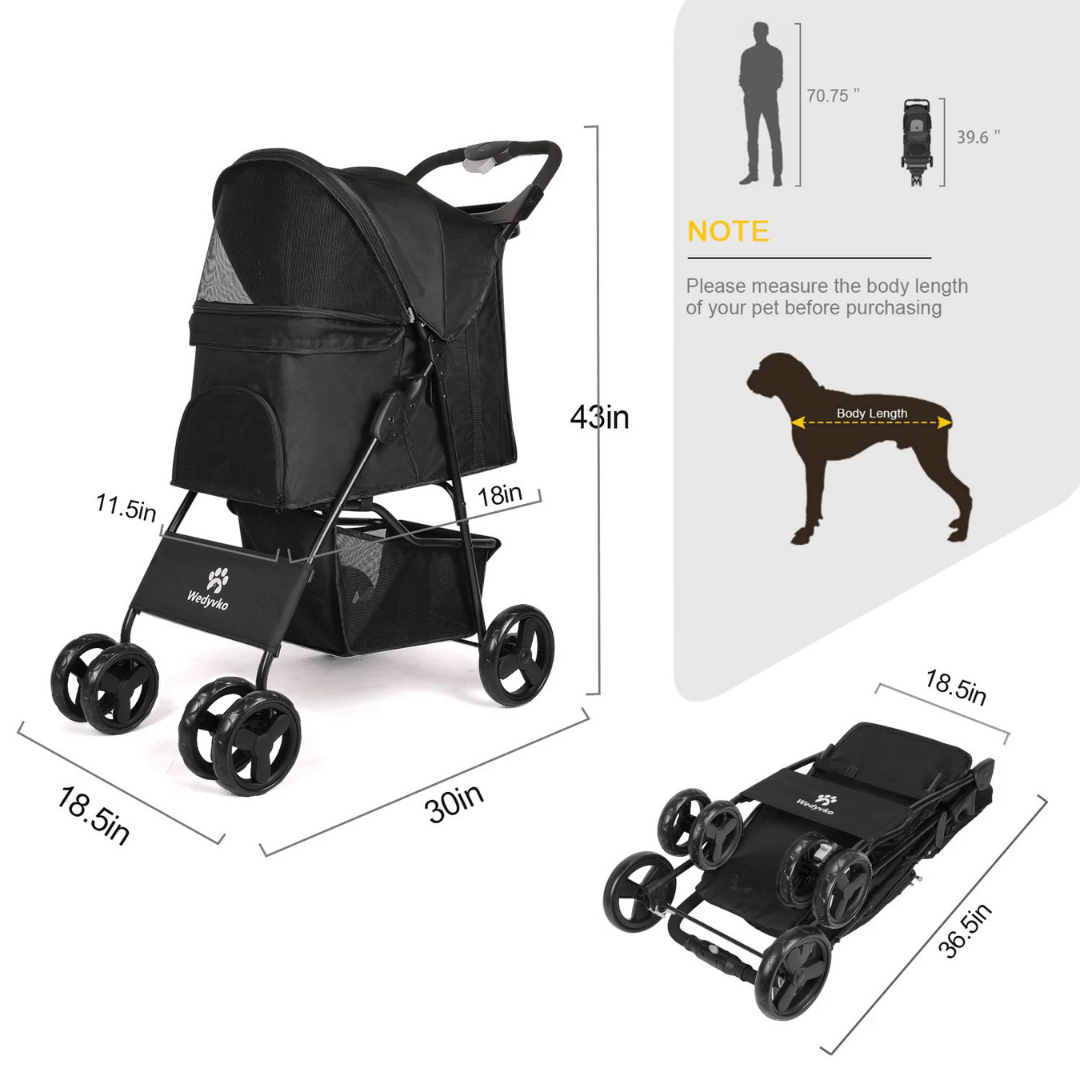 Spacious & Foldable Dog Stroller with Storage Basket 13