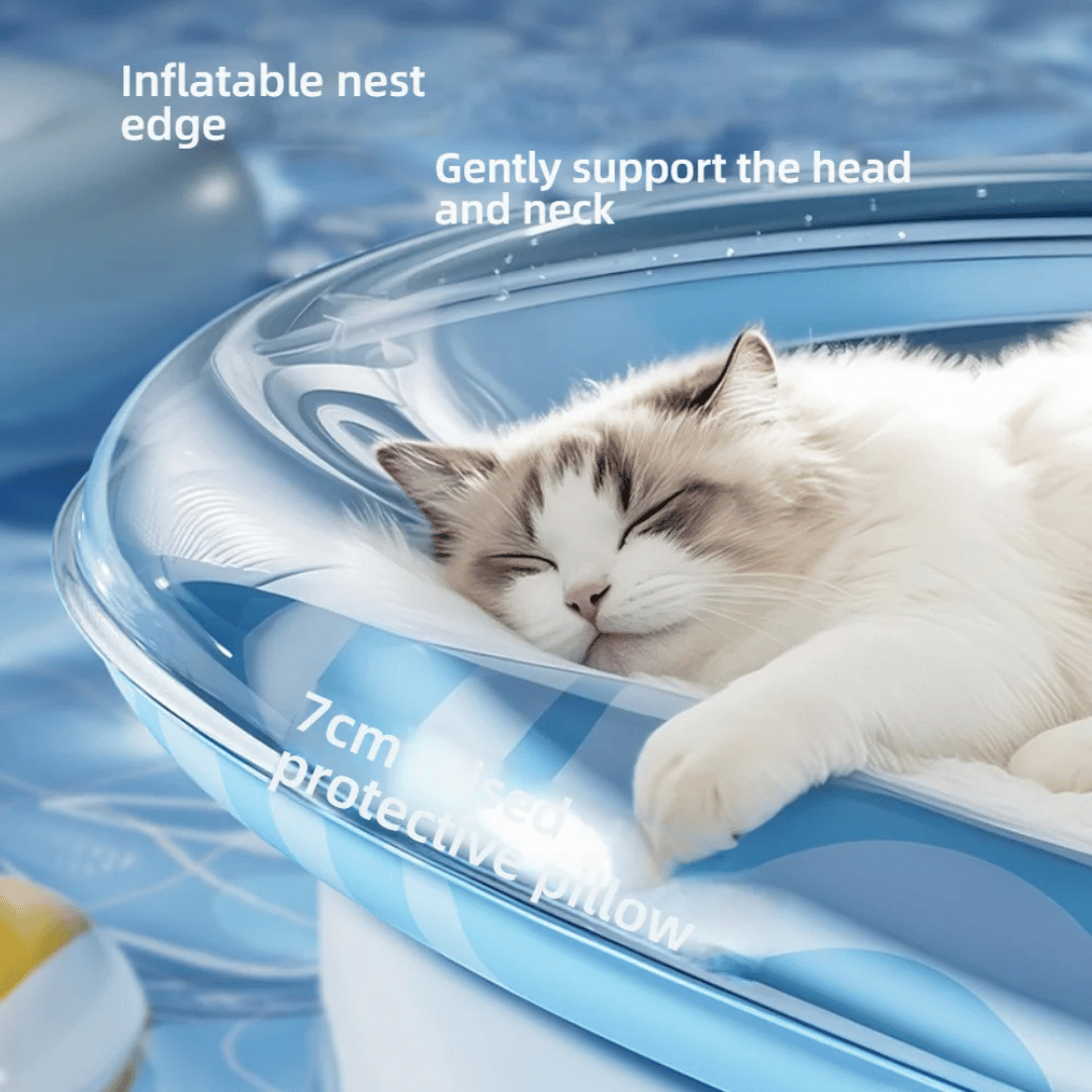 Inflatable & Water-Fillable Pet Cooling Bed with Bolstered Edges for Calming & Play 4