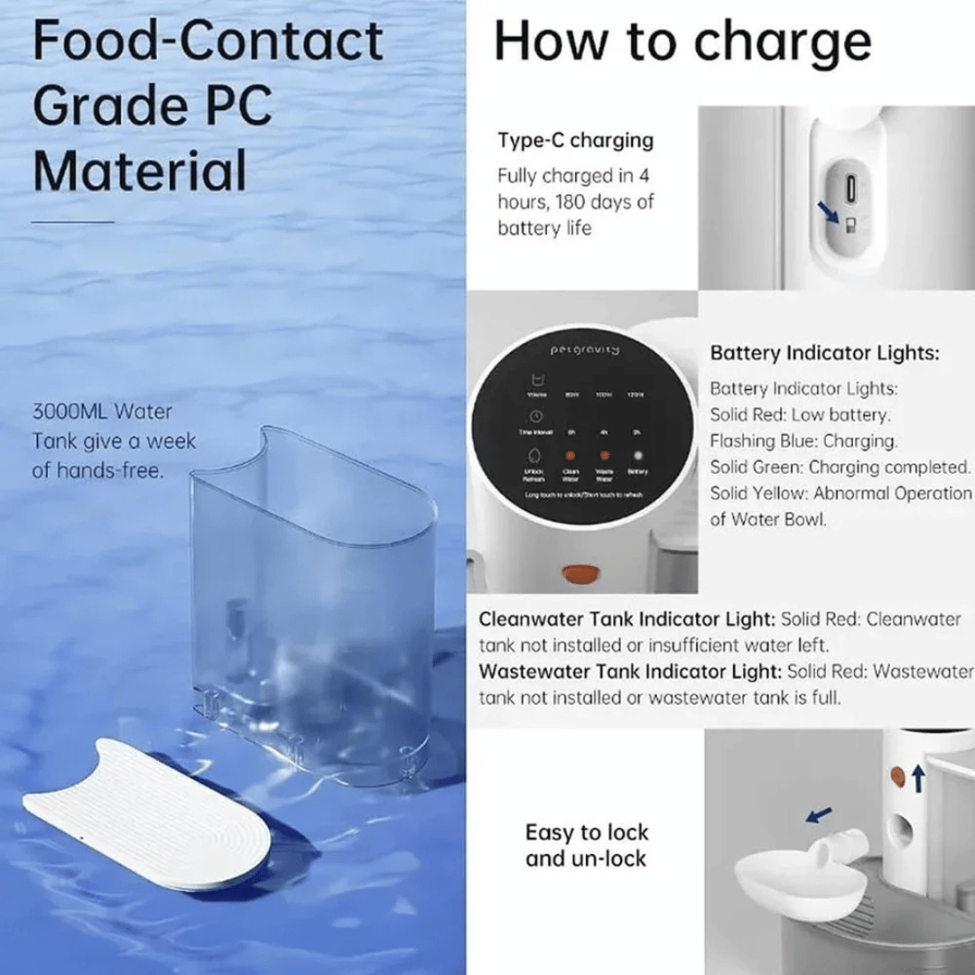 Automatic Cat Water Dispenser | Wireless Rechargeable Pet Water Fountain 4