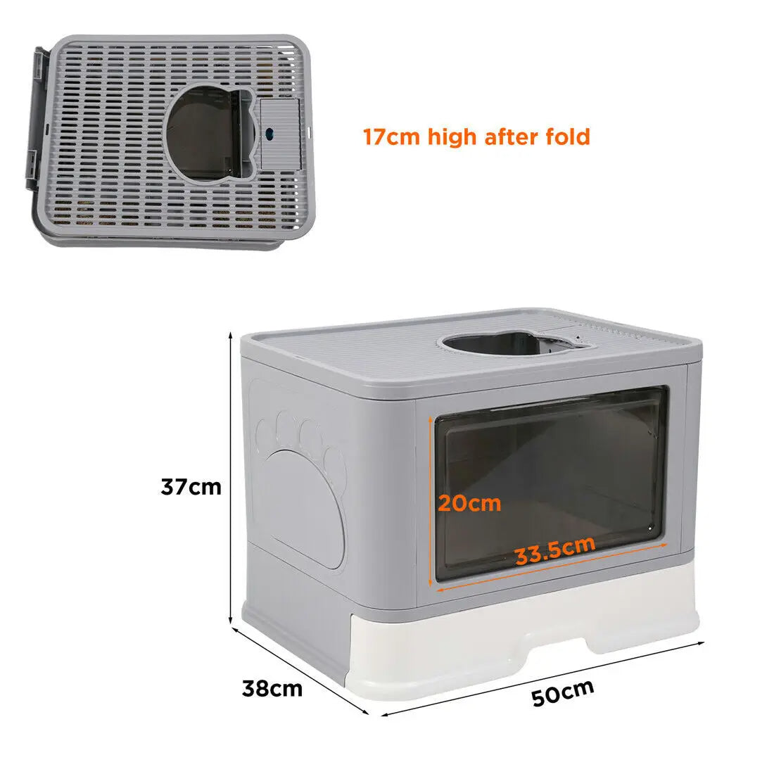 Double Entry & Exit Enclosed Cat Litter Box with Drawer Tray & Scoop 10