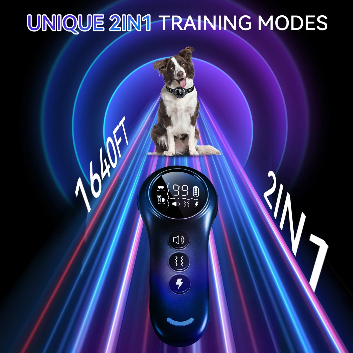 2-in-1 Automatic Anti-Bark Control & Dog Training Collar with Remote | Smart Barking Detection with Shock, Sound & Vibration