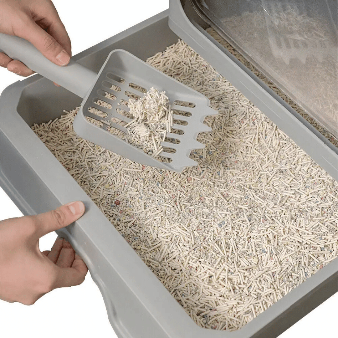 Spacious Front & Top Entry-Exit Enclosed Cat Litter Box with Slide-Out Tray & Scoop 4