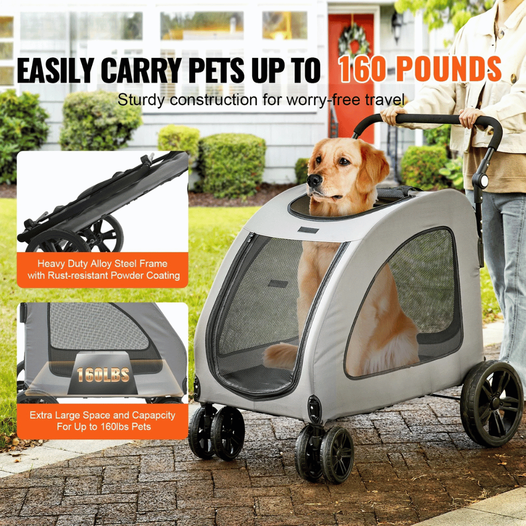 High Strength & Spacious Dog Stroller for Large Dogs up to 72kg 4