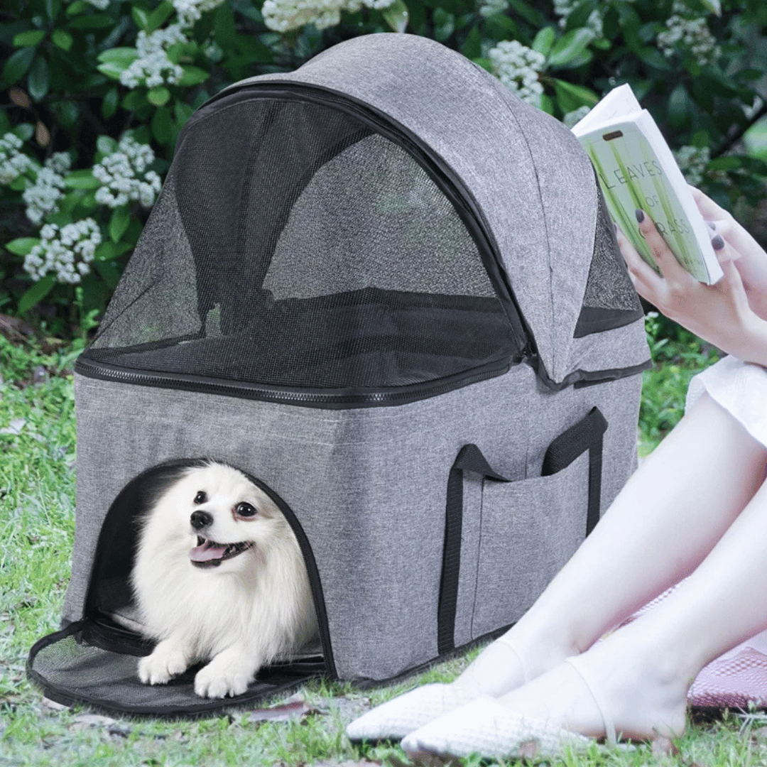 Quick-Fold Dog Stroller for Small Dogs with Removable Carry Basket Car Seat 14