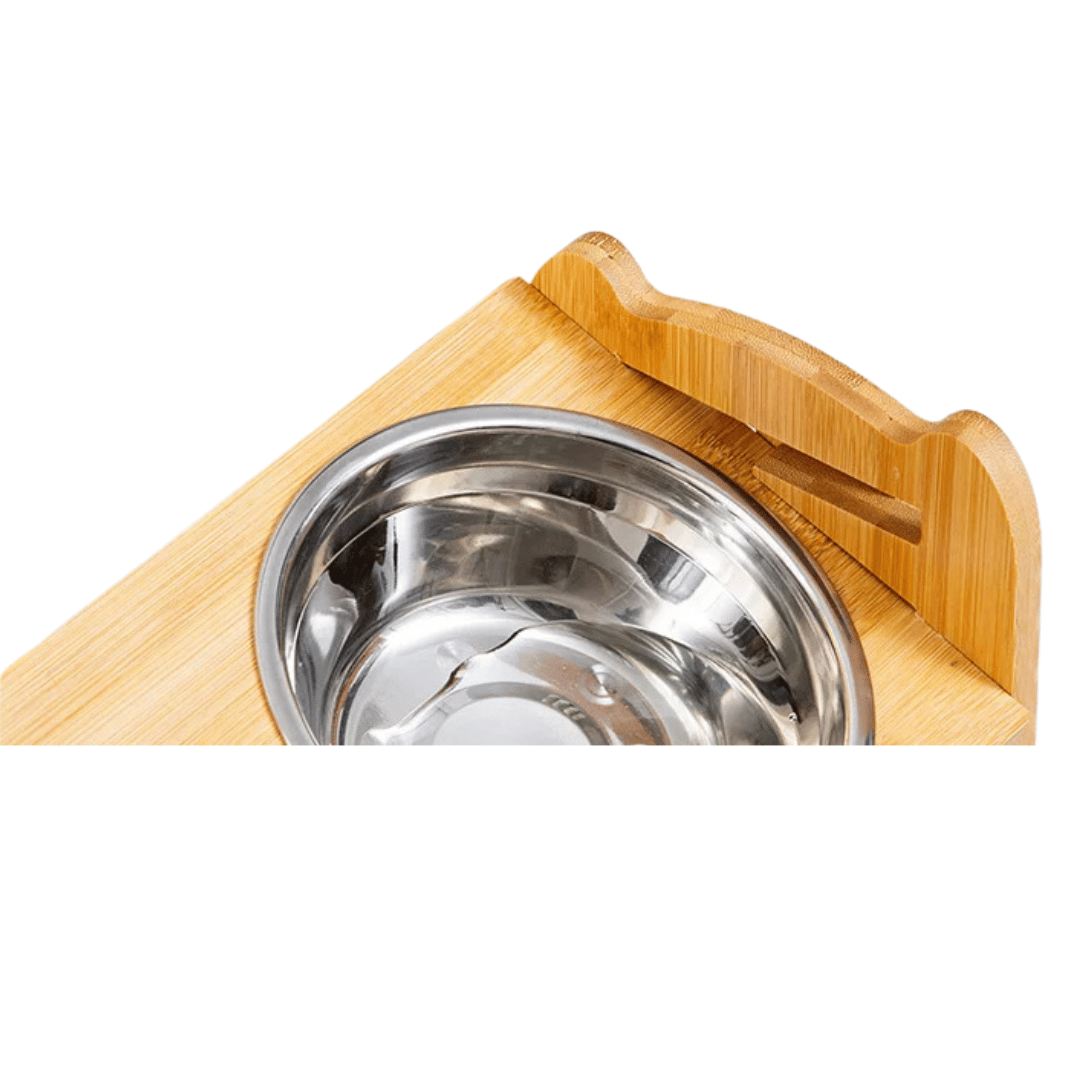 Wooden Adjustable Pet Feeding Station with Custom Height & Tilt for Small Dogs & Cats | Includes 2 Stainless Steel Dog Bowls 11