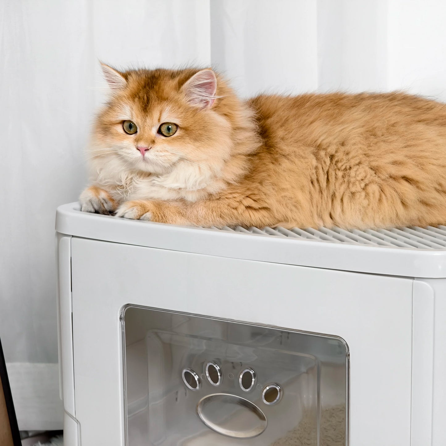 Cat Litter Box Enclosure with Double Entrance-Exit & Pull-Out Drawer Tray