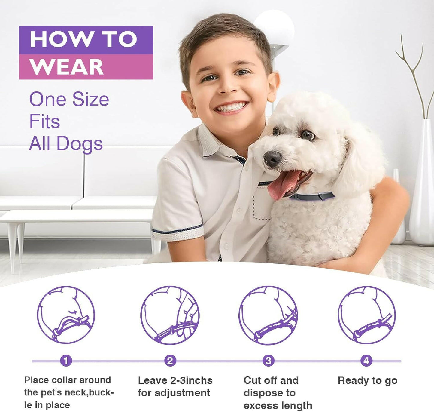 Dog Calming Collar with Safe Pheromones for Anxiety Relief & Soothing 4