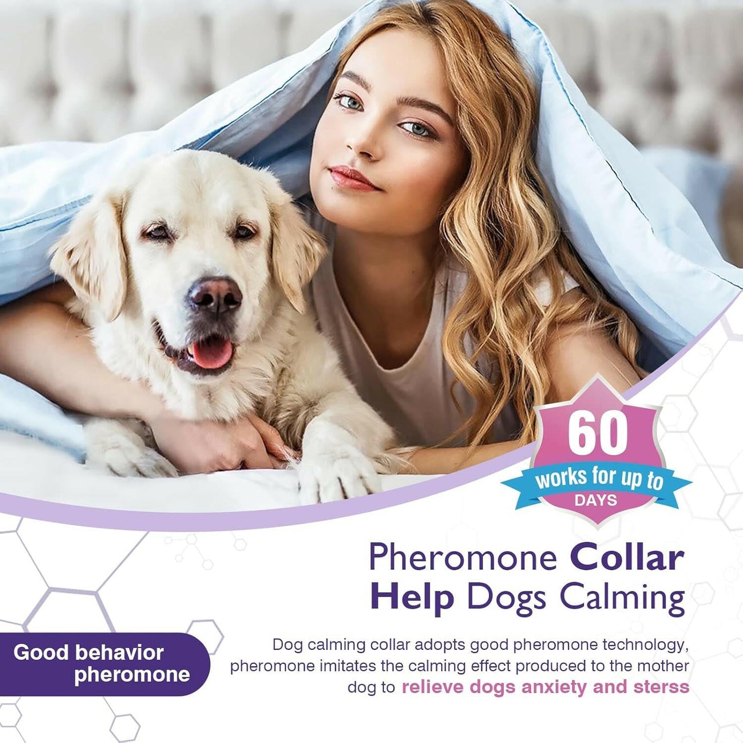 Dog Calming Collar with Safe Pheromones for Anxiety Relief & Soothing 6