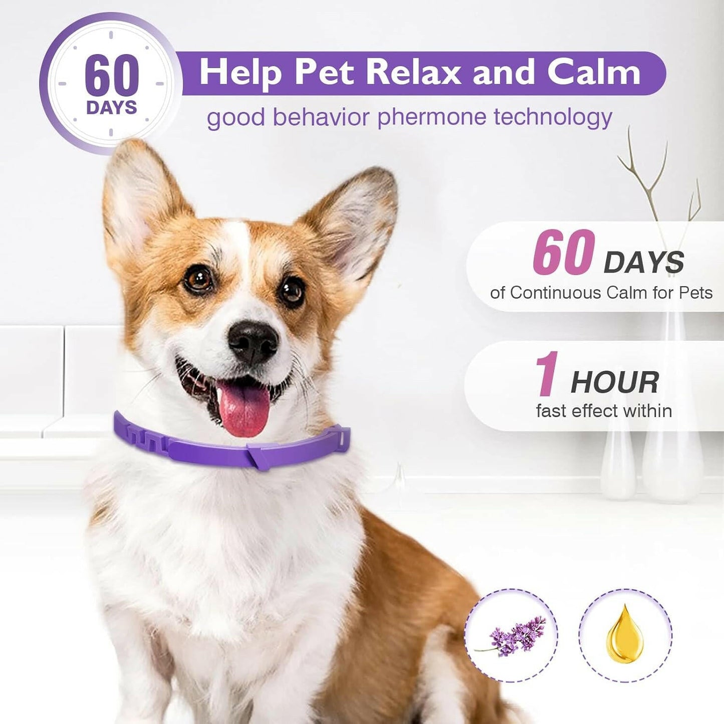 Dog Calming Collar with Safe Pheromones for Anxiety Relief & Soothing 8