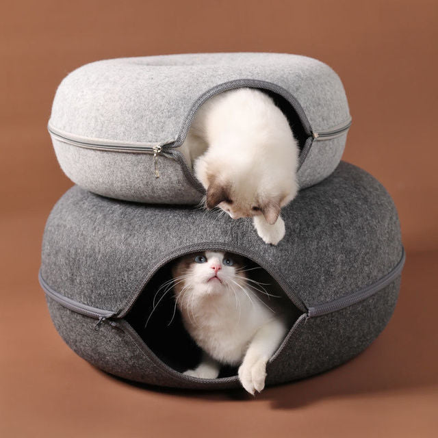 Donut-Shaped-Interactive-Cat-Bed-Tunnel-6