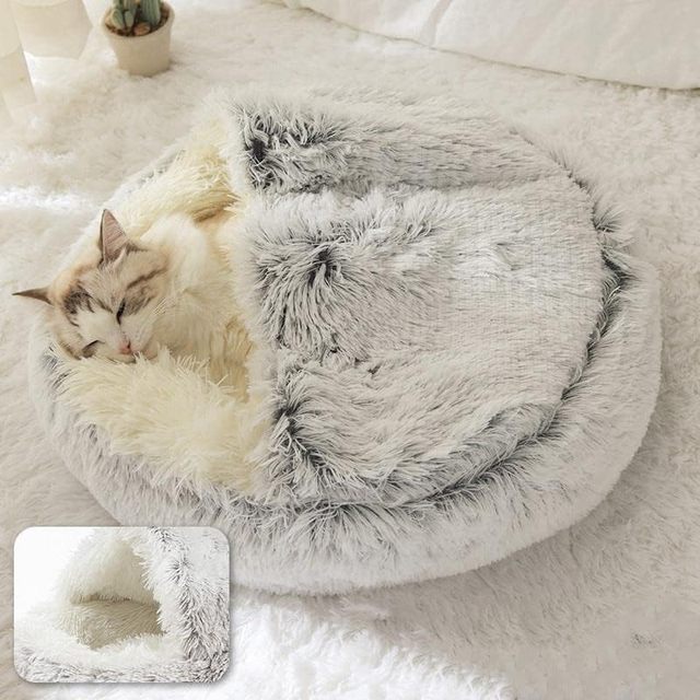 Furry-Plush-Cat-Bed-Nest-Snuggle-Cave-10