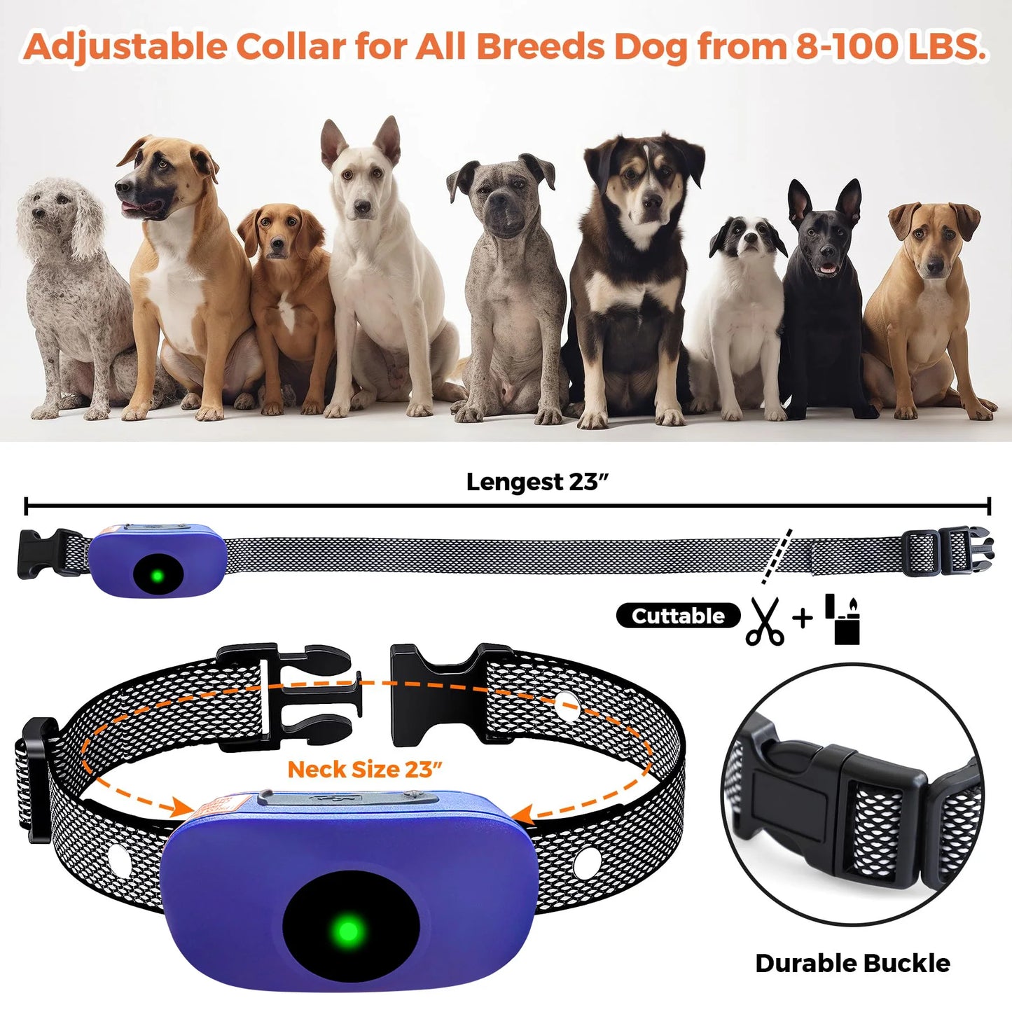 500m Waterproof Remote Control Dog Training Collar 8