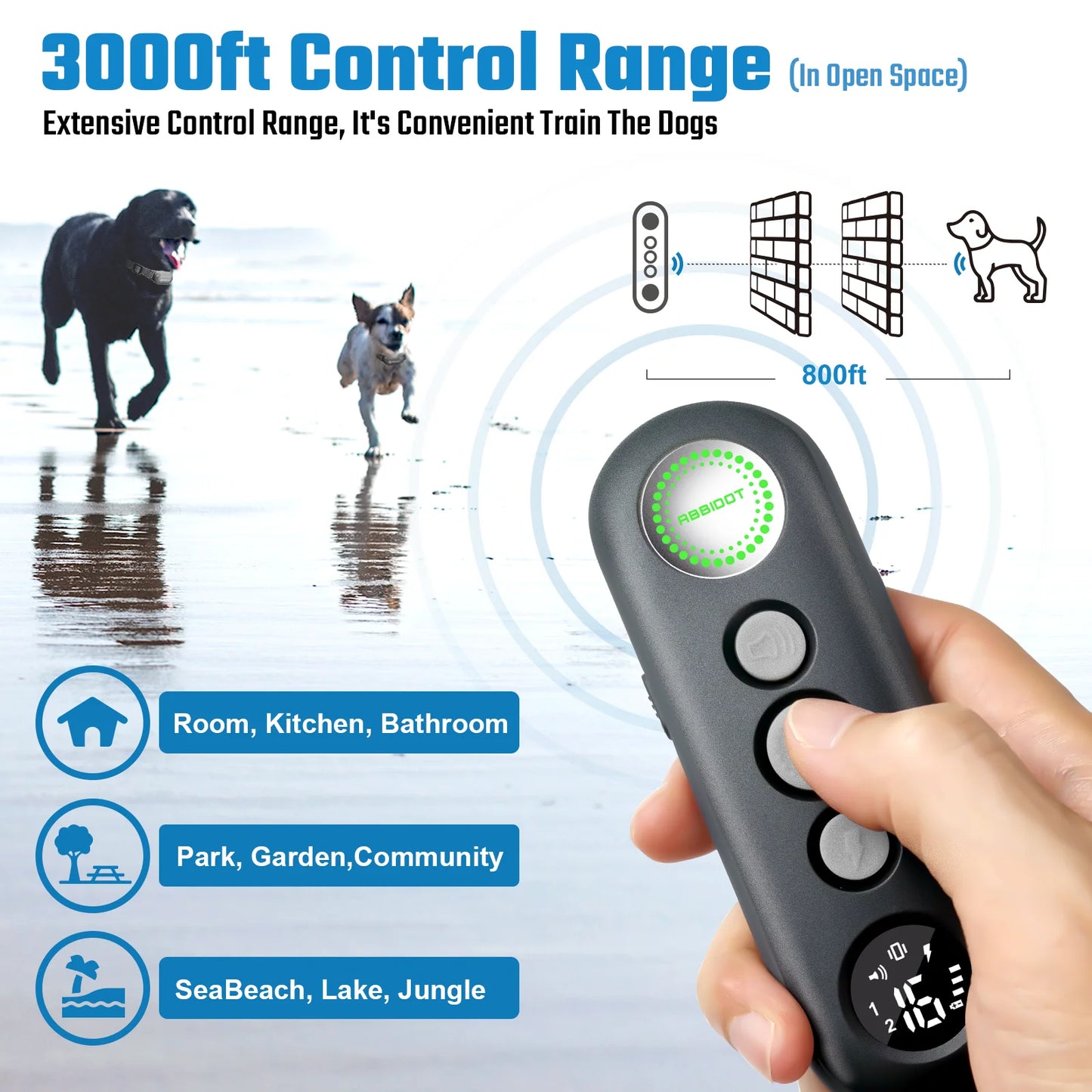 Beep, Vibrate & Safe Shock Dog Training Collar & Remote Control | Up to 900m Range