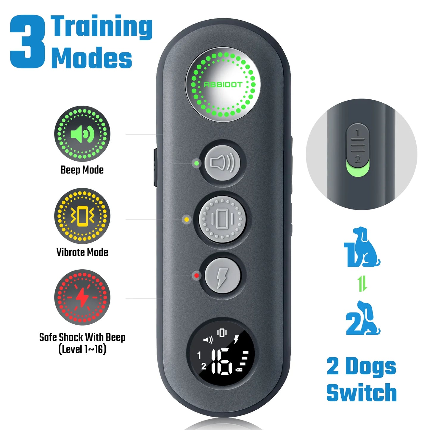 Beep, Vibrate & Safe Shock Dog Training Collar & Remote Control | Up to 900m Range