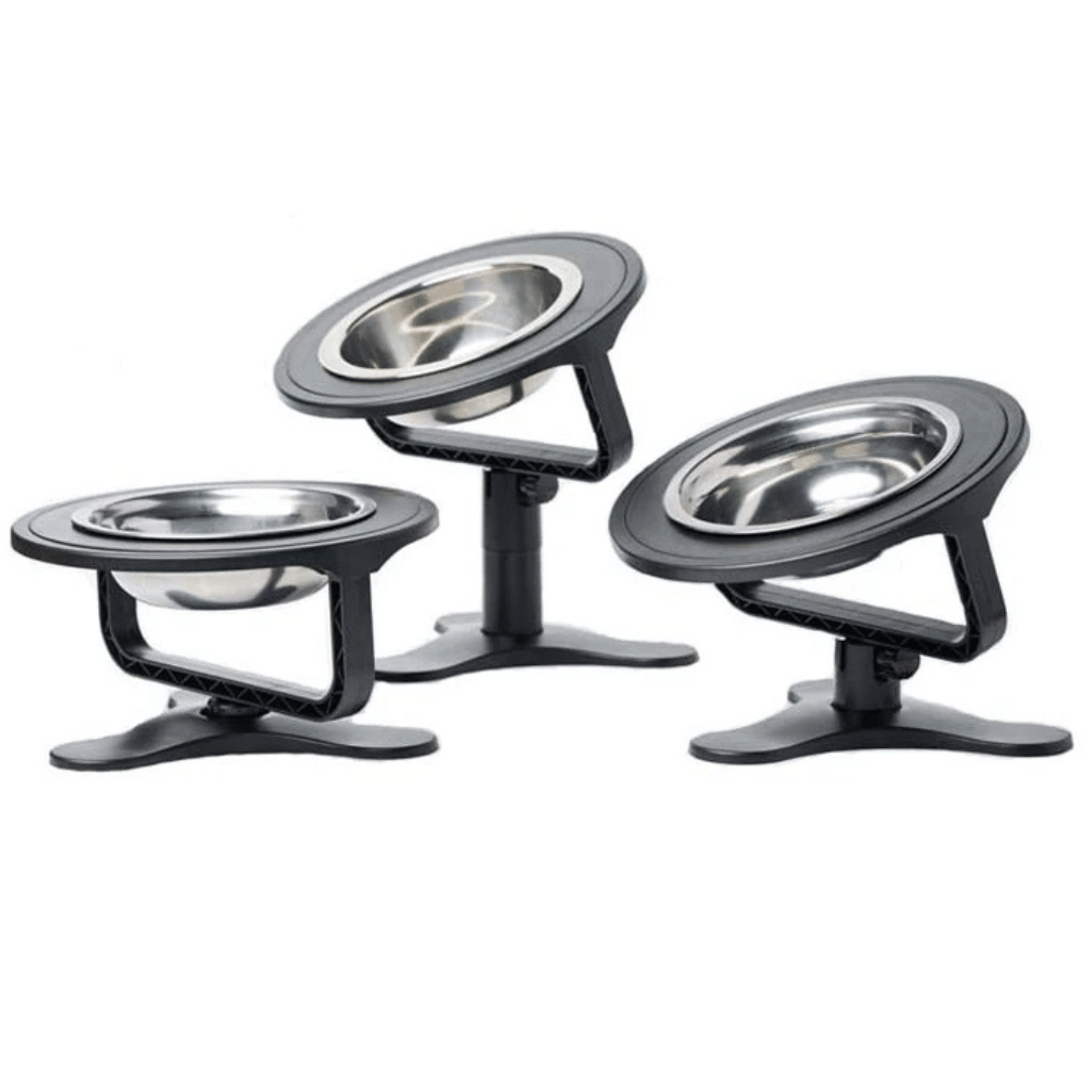 Adjustable Tilt & Height Raised Pet Bowl Stand with Stainless Steel Food Bowl 7
