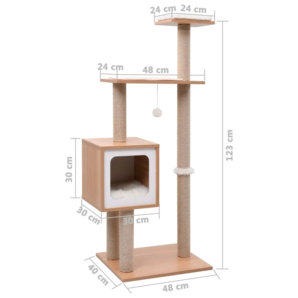 Aesthetic 4ft Cat Tree with Wooden Condo, Perches & Scratching Posts 6