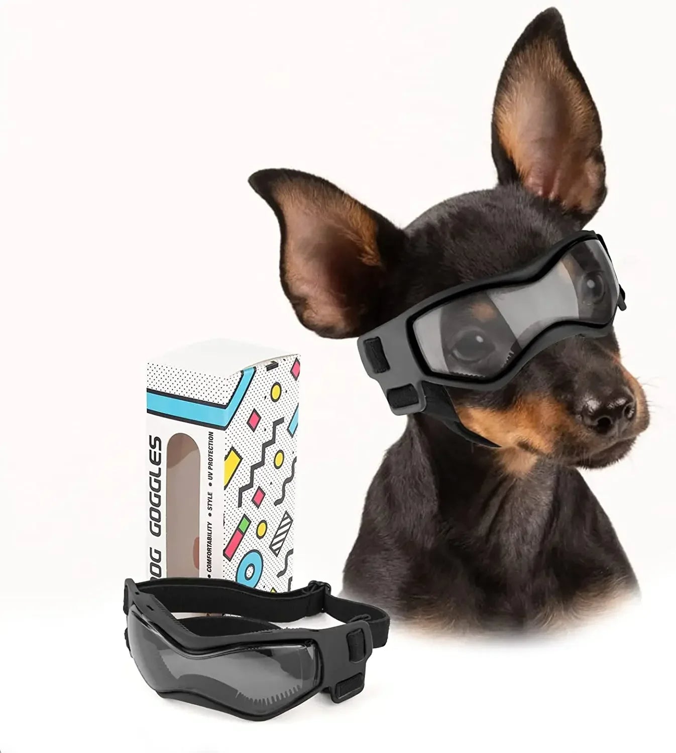 Small Breed Dog Goggles | Protective Dog Sunglasses for Wind & Sun