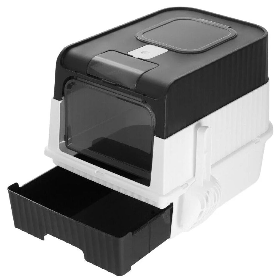 Enclosed Cat Litter Box with Dual Entry & Slide-Out Tray for Easy Cleaning 2