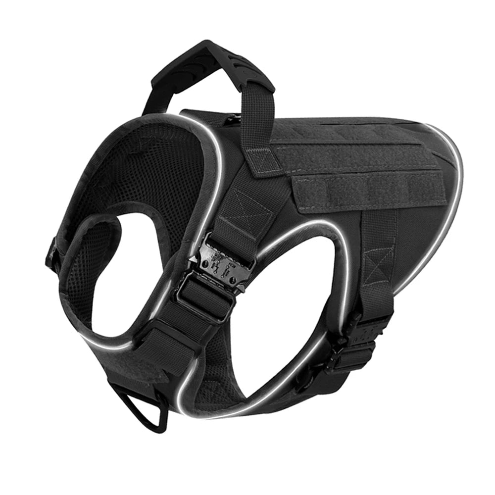 Sturdy Dog Harness with Reflective Piping & Metal Buckles | Tactical Dog Training Vest