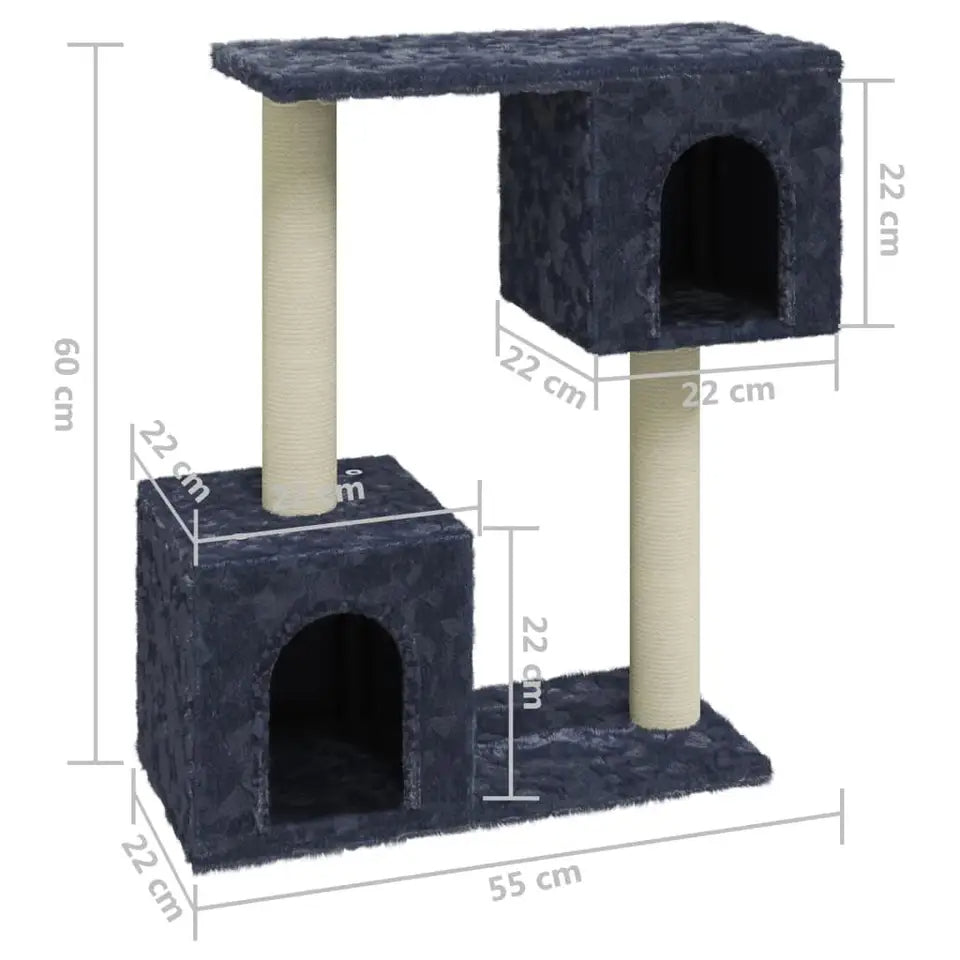 Compact Cat Tree with 2 Plush Condos, Perch & Scratching Posts 6