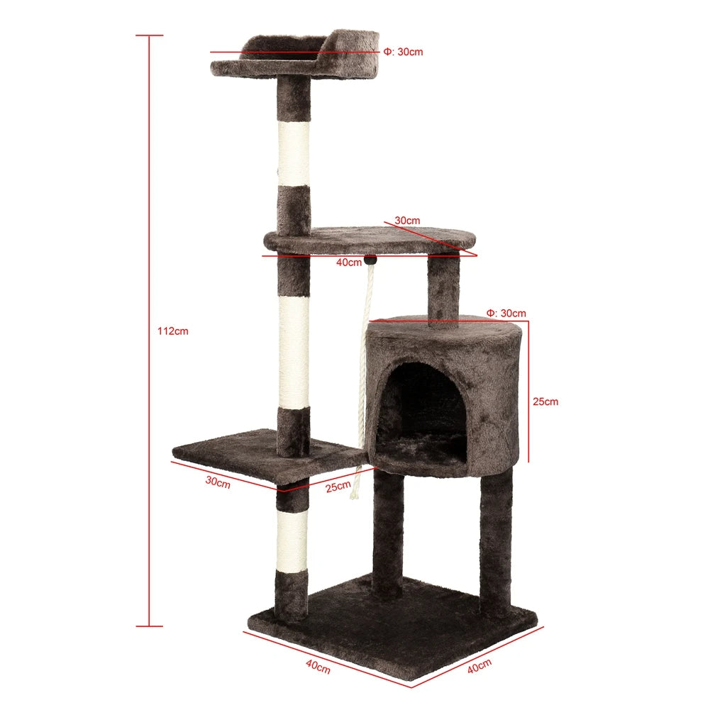 Dark Brown Multi-Level Perch Cat Tree with Condo & Scratching Post 4