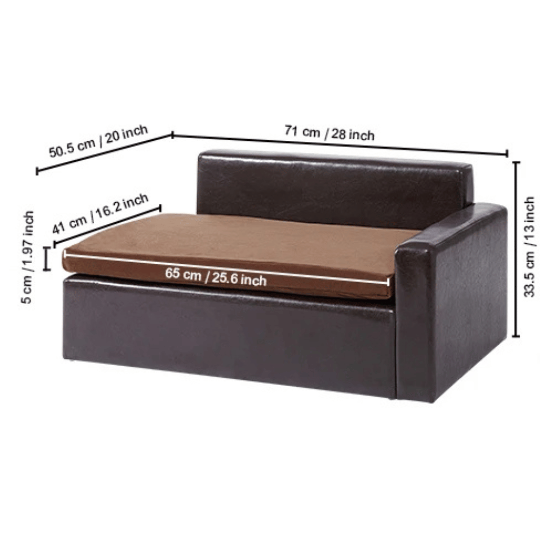 Deluxe Faux Leather Dog Sofa Bed with Storage 7