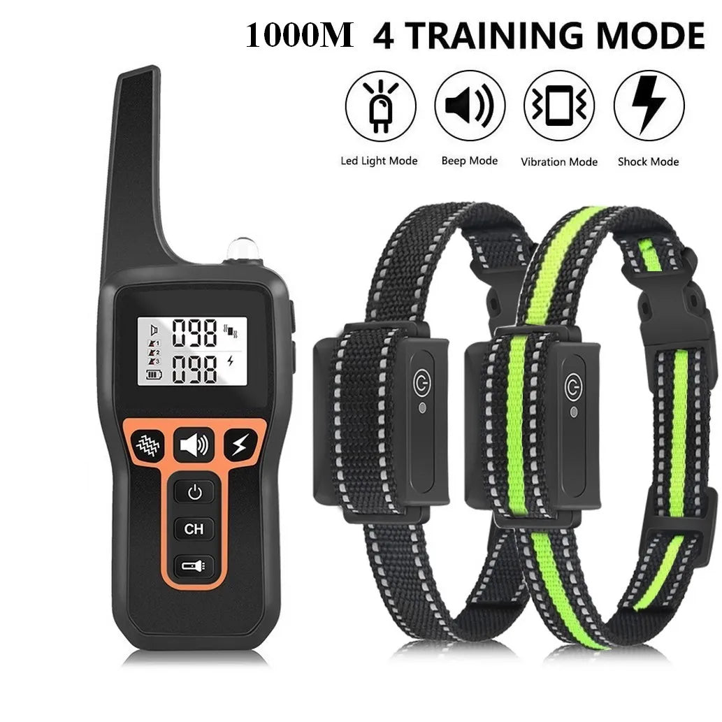 3-Mode 1000m Anti-Bark Dog Training Collar with Remote Control