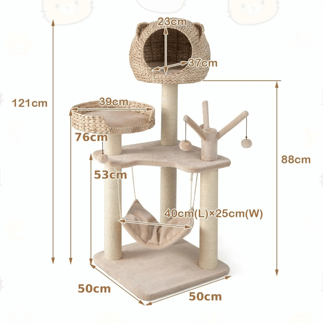 Fun Cat Tree Tower with Perch, Nest & Hammock 6