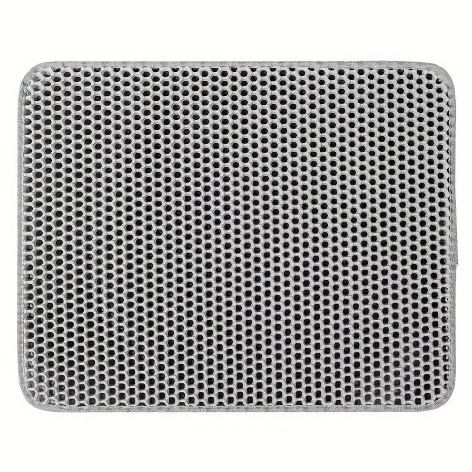 Honeycomb-Style Cat Litter Box Mat with Waterproof Double Layer to Trap Litter & Moisture