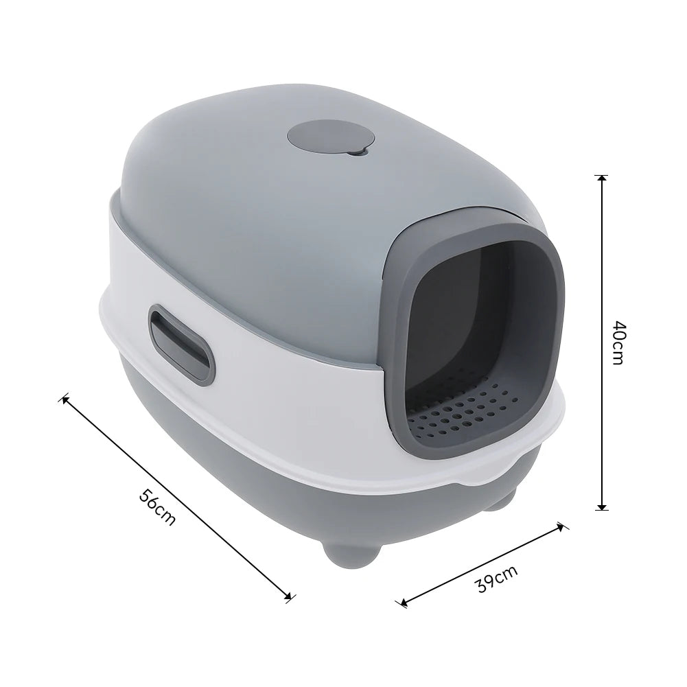 Spacious Enclosed Cat Litter Box with USB-Powered UV Sterilization Lamp & Stable Base