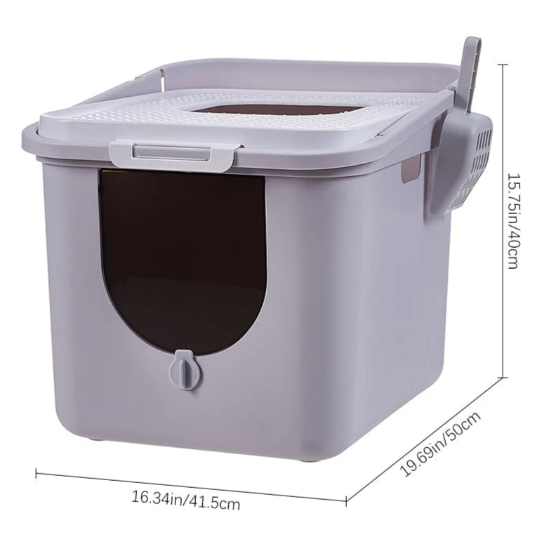 Enclosed Cat Litter Box with Flip-Lid Bucket Design | Scoop Included 7