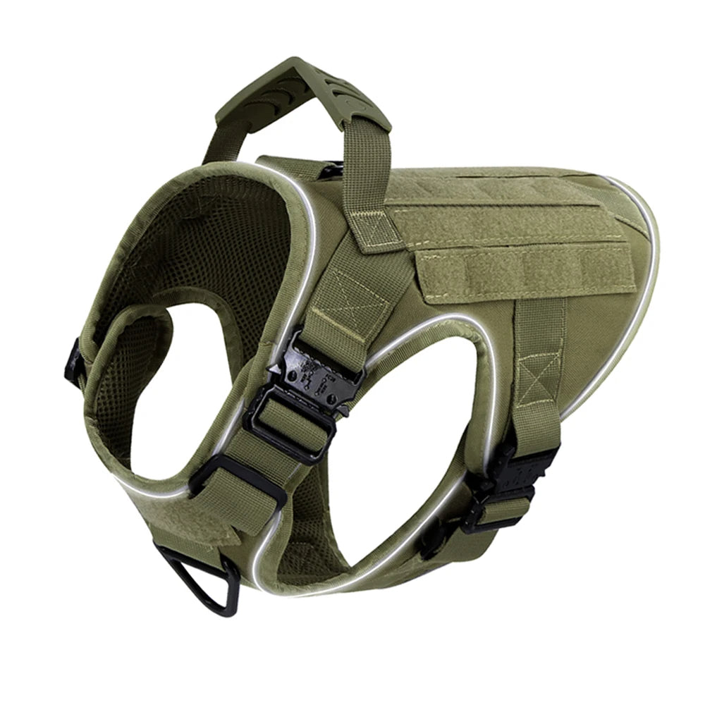 Sturdy Dog Harness with Reflective Piping & Metal Buckles | Tactical Dog Training Vest