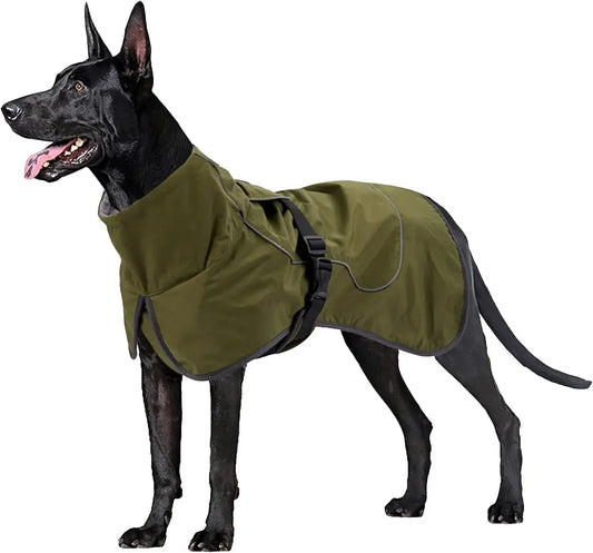 Waterproof & Warm Dog Jacket with Fleece Interior, Adjustable Neck & Reflective Piping 1