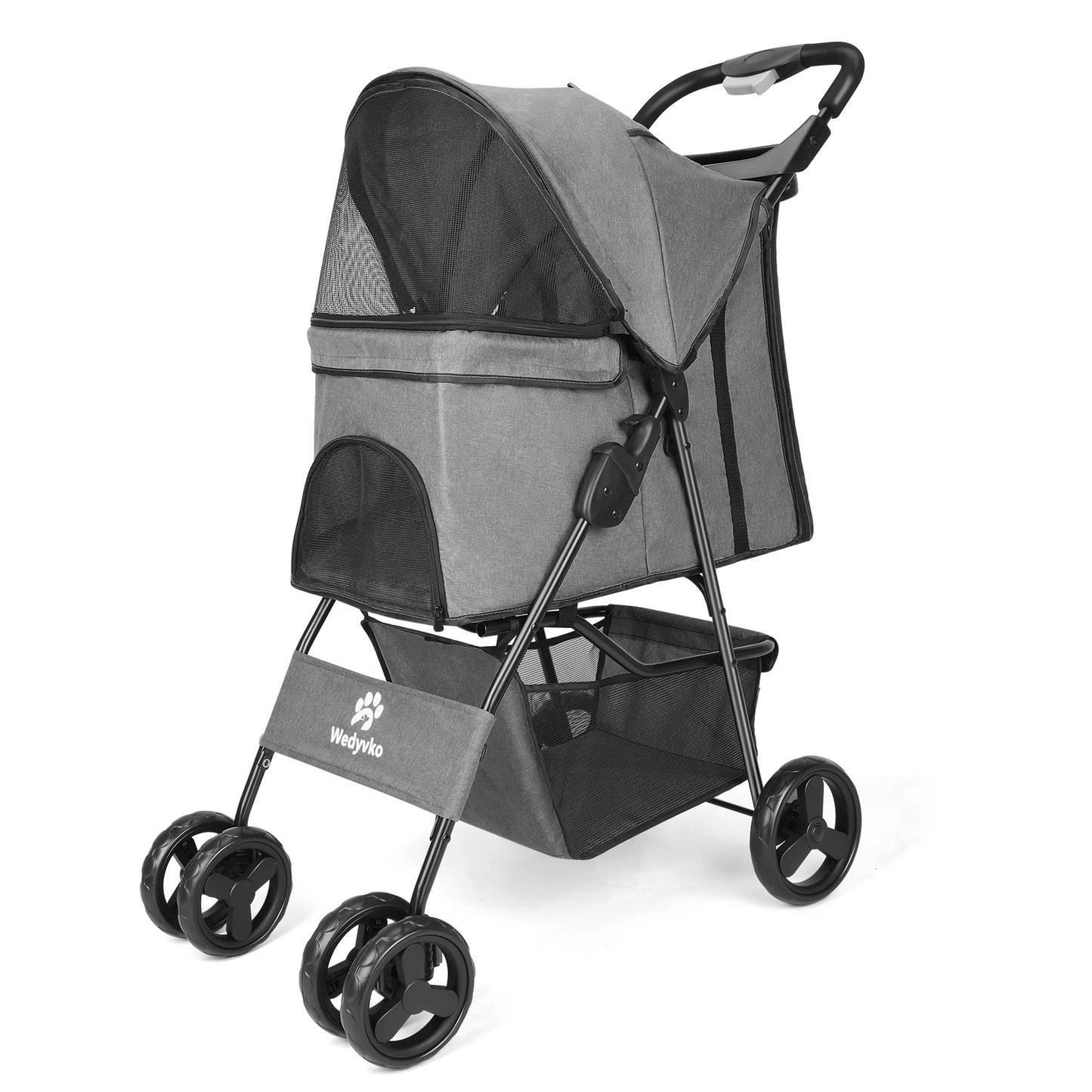 Spacious & Foldable Dog Stroller with Storage Basket 1