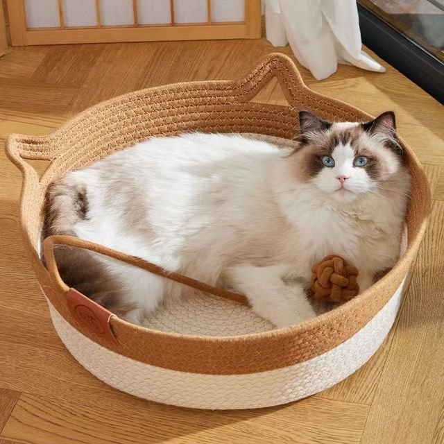 japanese-style-wicker-cat-bed-basket-and-cushion-3