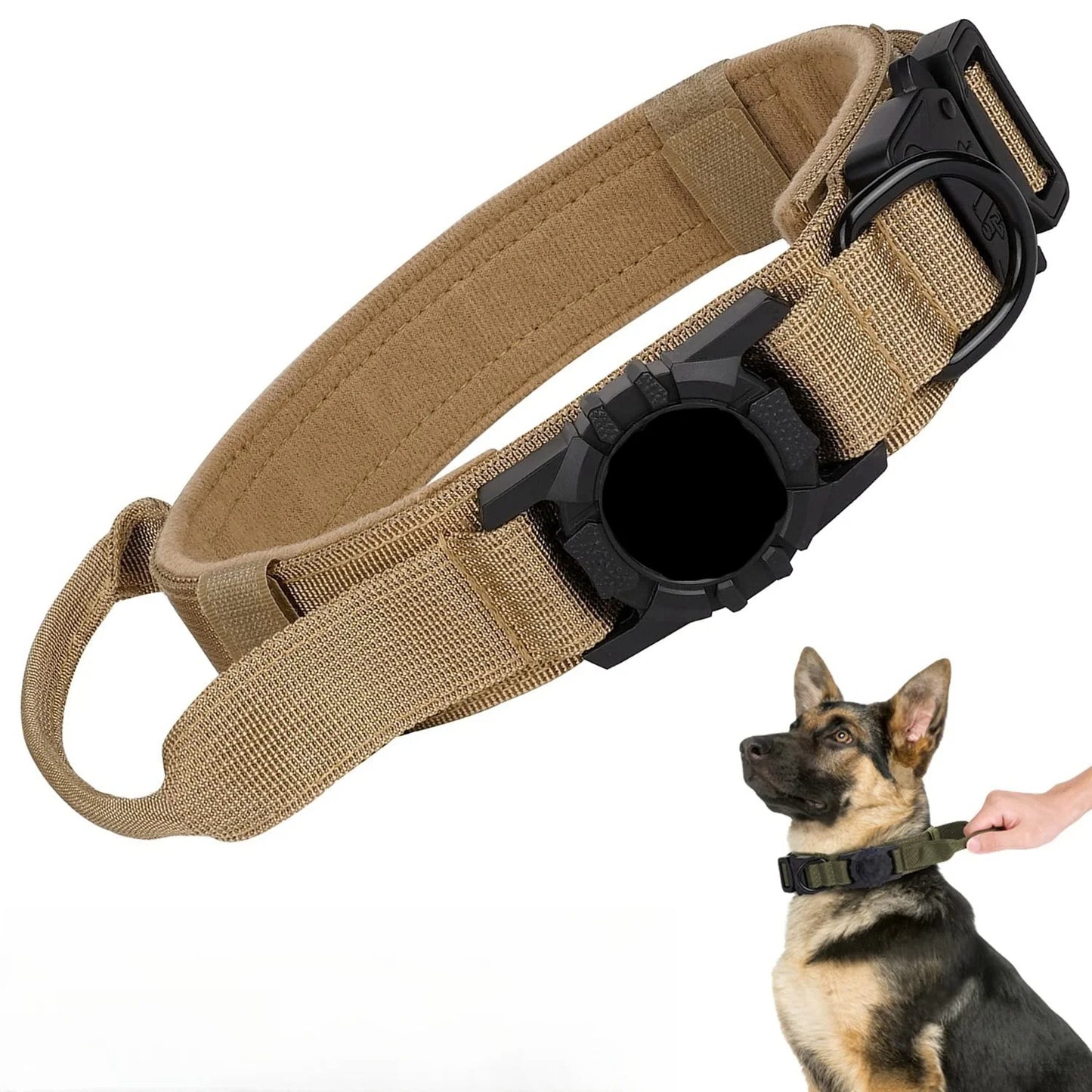 Heavy Duty Military-Style AirTag Holder Dog Collar | Tactical Air Tag Holder Collar 6