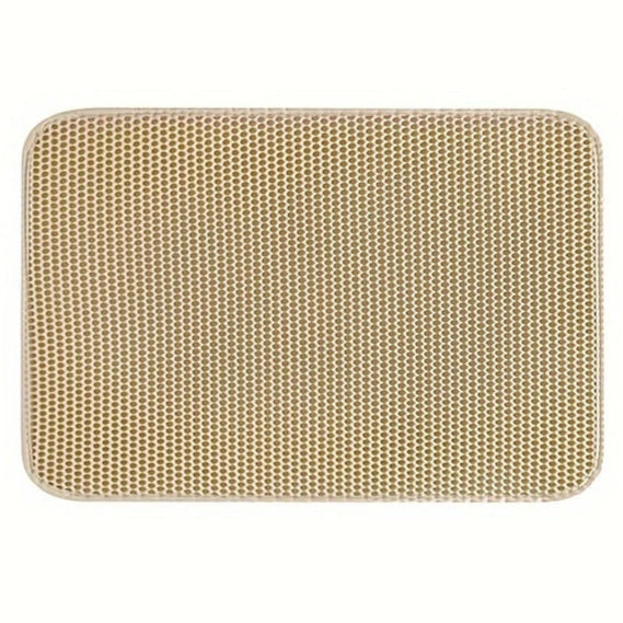 Honeycomb-Style Cat Litter Box Mat with Waterproof Double Layer to Trap Litter & Moisture