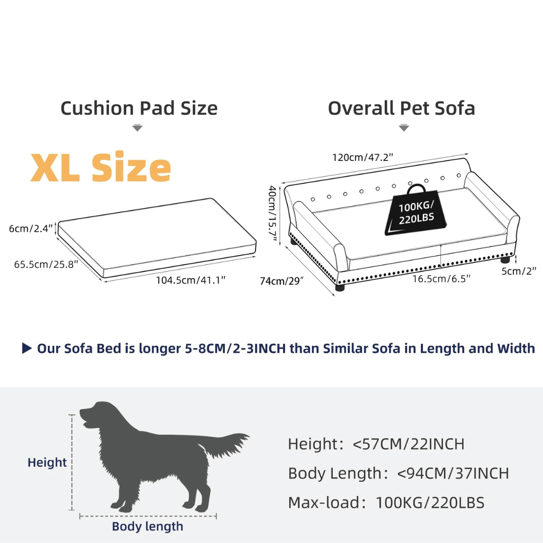 Large Elevated Faux Leather Dog Sofa Bed for XL Dogs 9