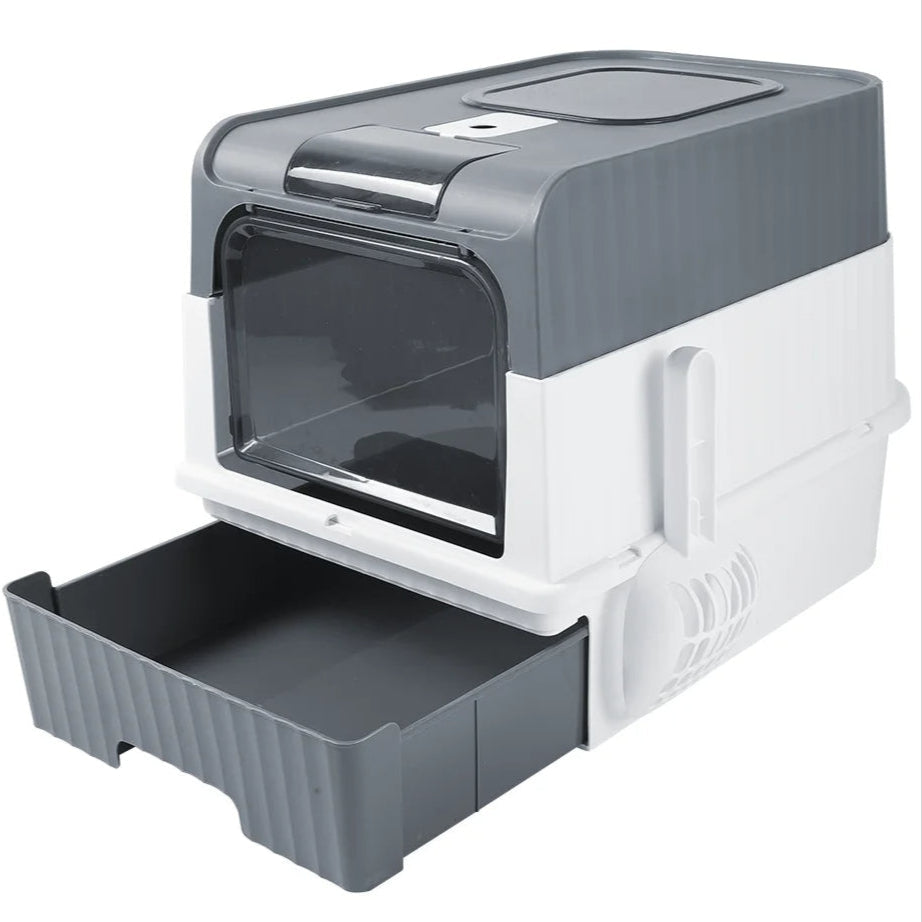 Enclosed Cat Litter Box with Dual Entry & Slide-Out Tray for Easy Cleaning 1