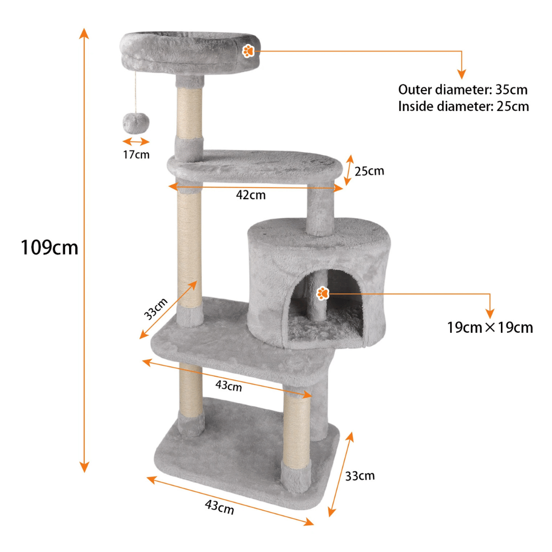 Lux Plush Cat Tree with Cosy Condo, Bolstered Top Perch & Scratching Posts 7