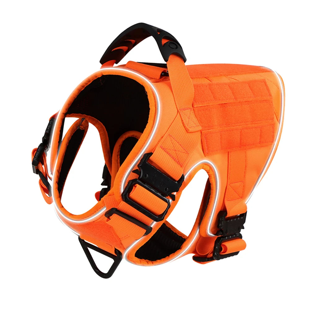 Sturdy Dog Harness with Reflective Piping & Metal Buckles | Tactical Dog Training Vest