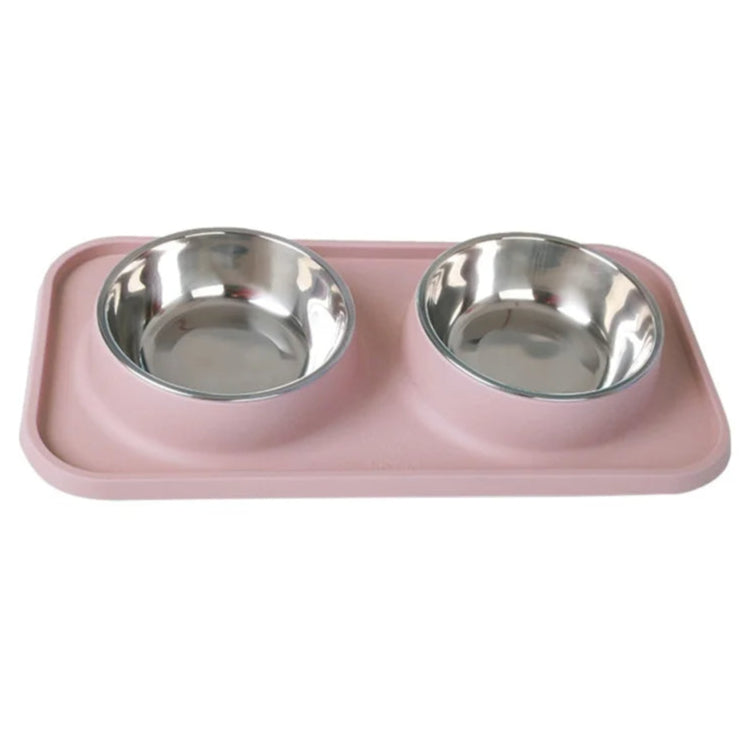 Double Stainless Steel Dog Bowls & No-Flip Tray