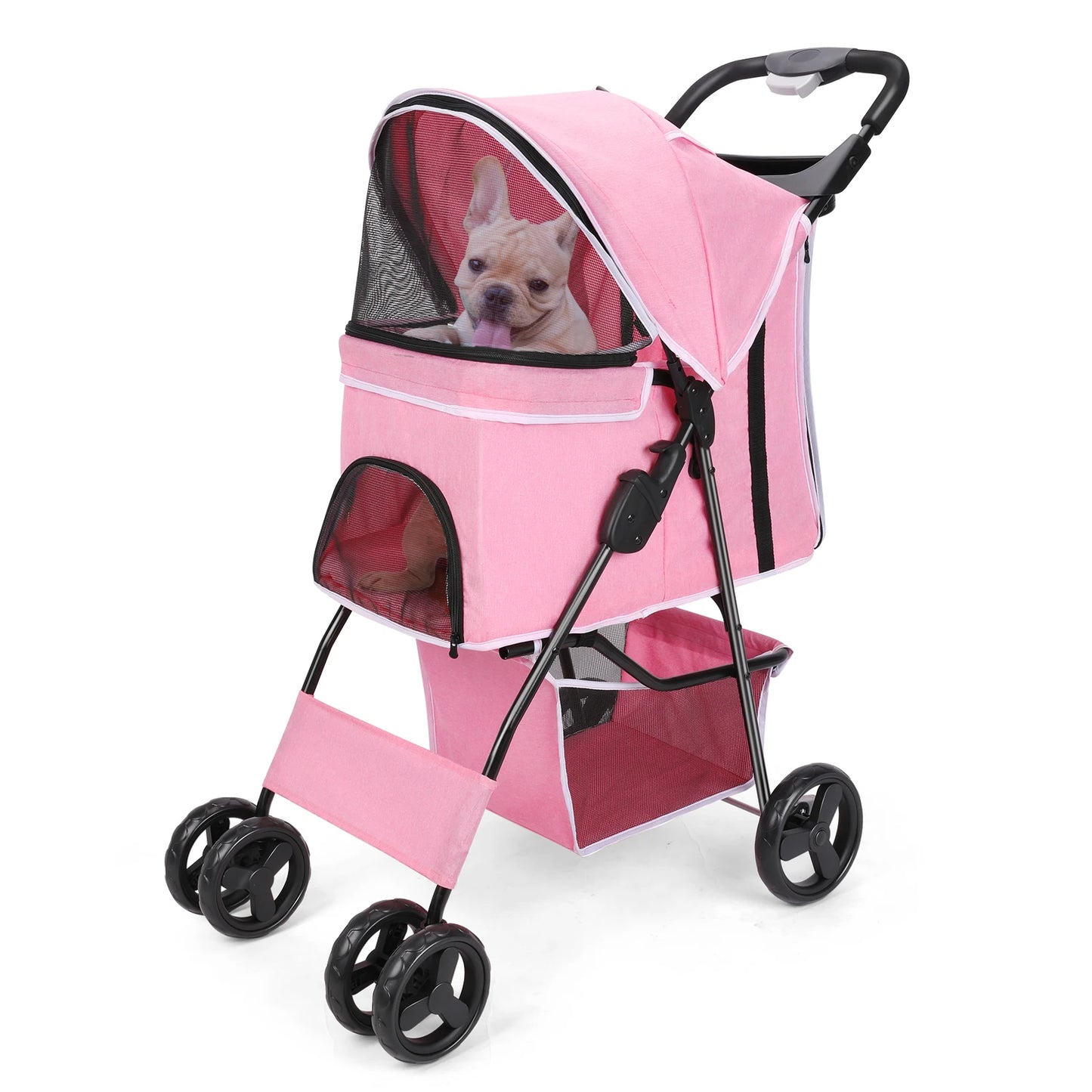 Spacious & Foldable Dog Stroller with Storage Basket 3