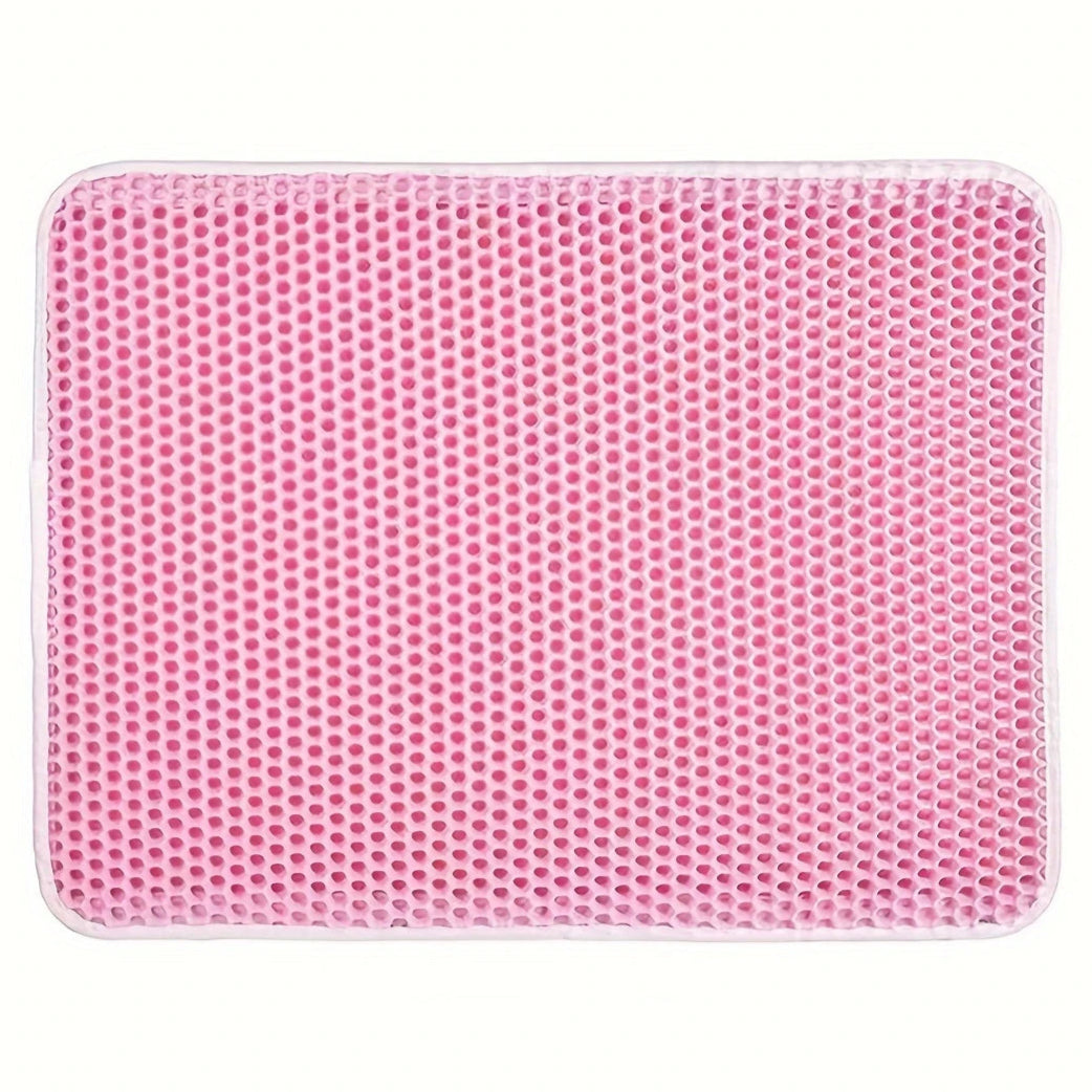 Honeycomb-Style Cat Litter Box Mat with Waterproof Double Layer to Trap Litter & Moisture