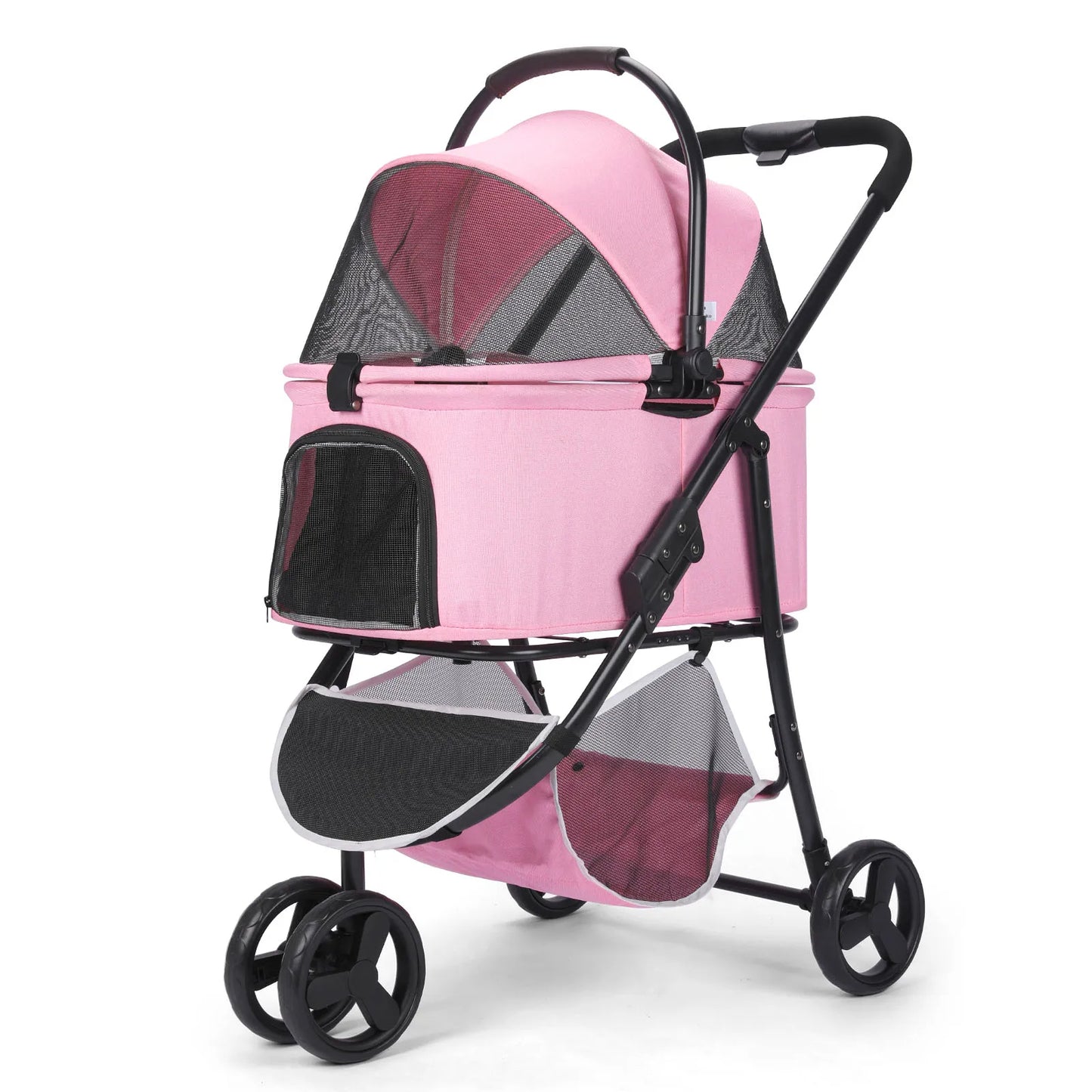 3-In-1 Foldable Dog Stroller with Detachable Carry Basket for Car Travel 3